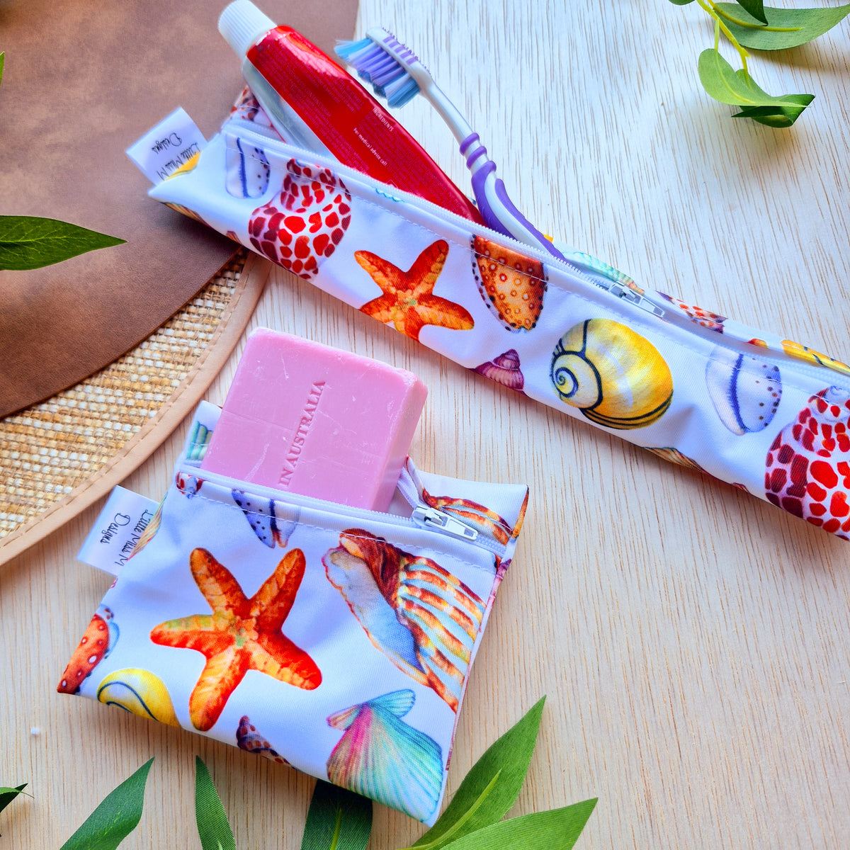 Sea shells Travel Soap & Toothbrush Pouch NEW