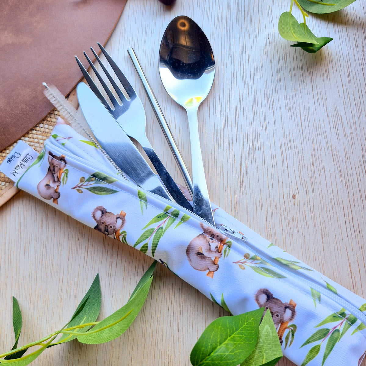 Koala and Gum Cutlery Pouch NEW