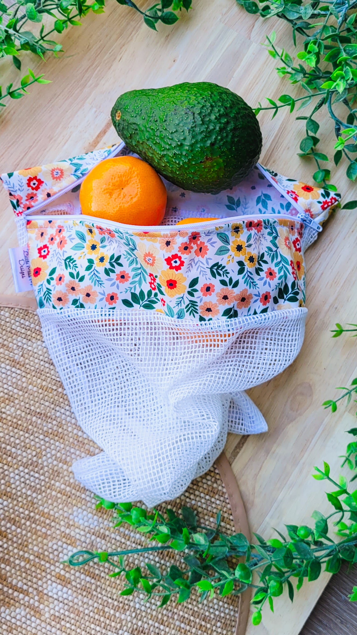 Orange Flowers Produce Bag / Wash Bag