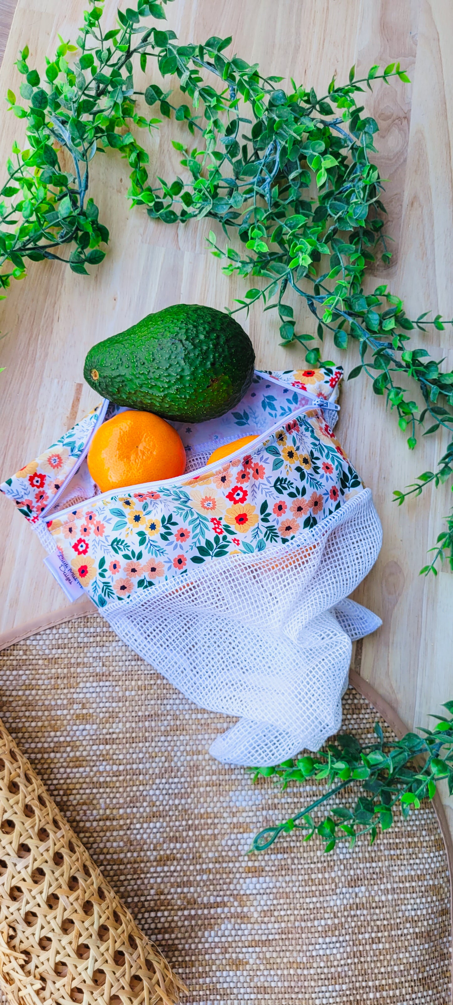 Orange Flowers Produce Bag / Wash Bag