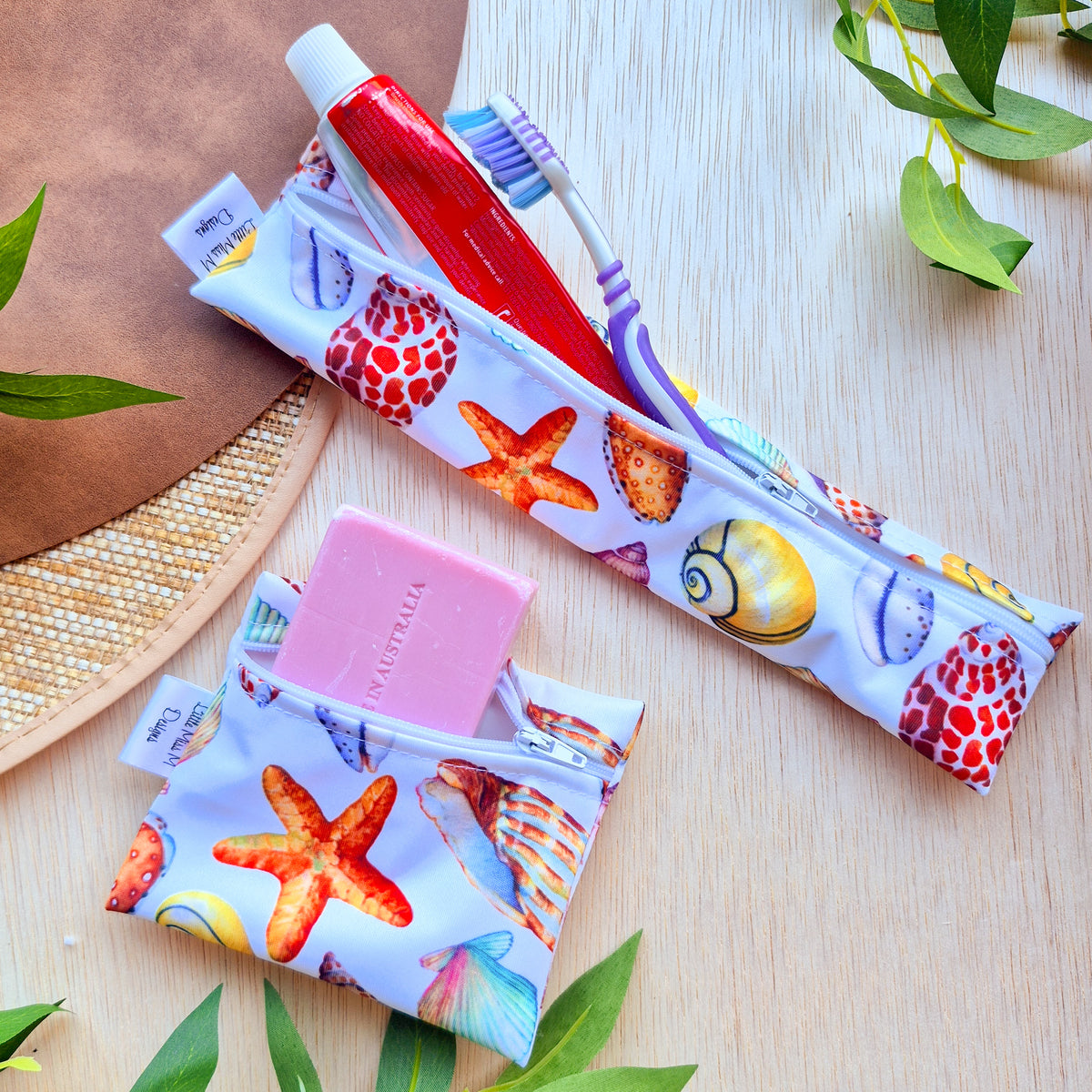 Sea shells Travel Soap & Toothbrush Pouch NEW