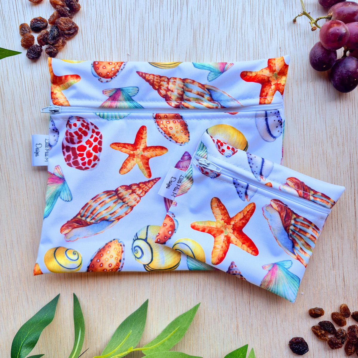 Sea Shells Snack Bags & Swim / Wet Bags NEW