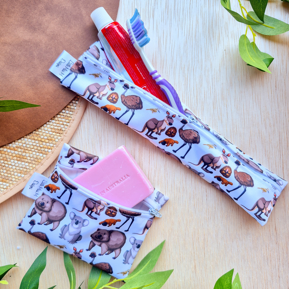 Aussie Friends Travel Soap & Toothbrush Pouch NEW