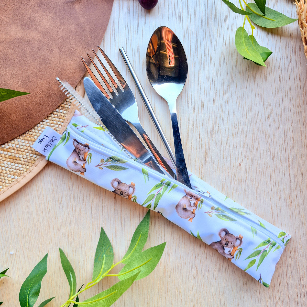 Koala and Gum Cutlery Pouch NEW