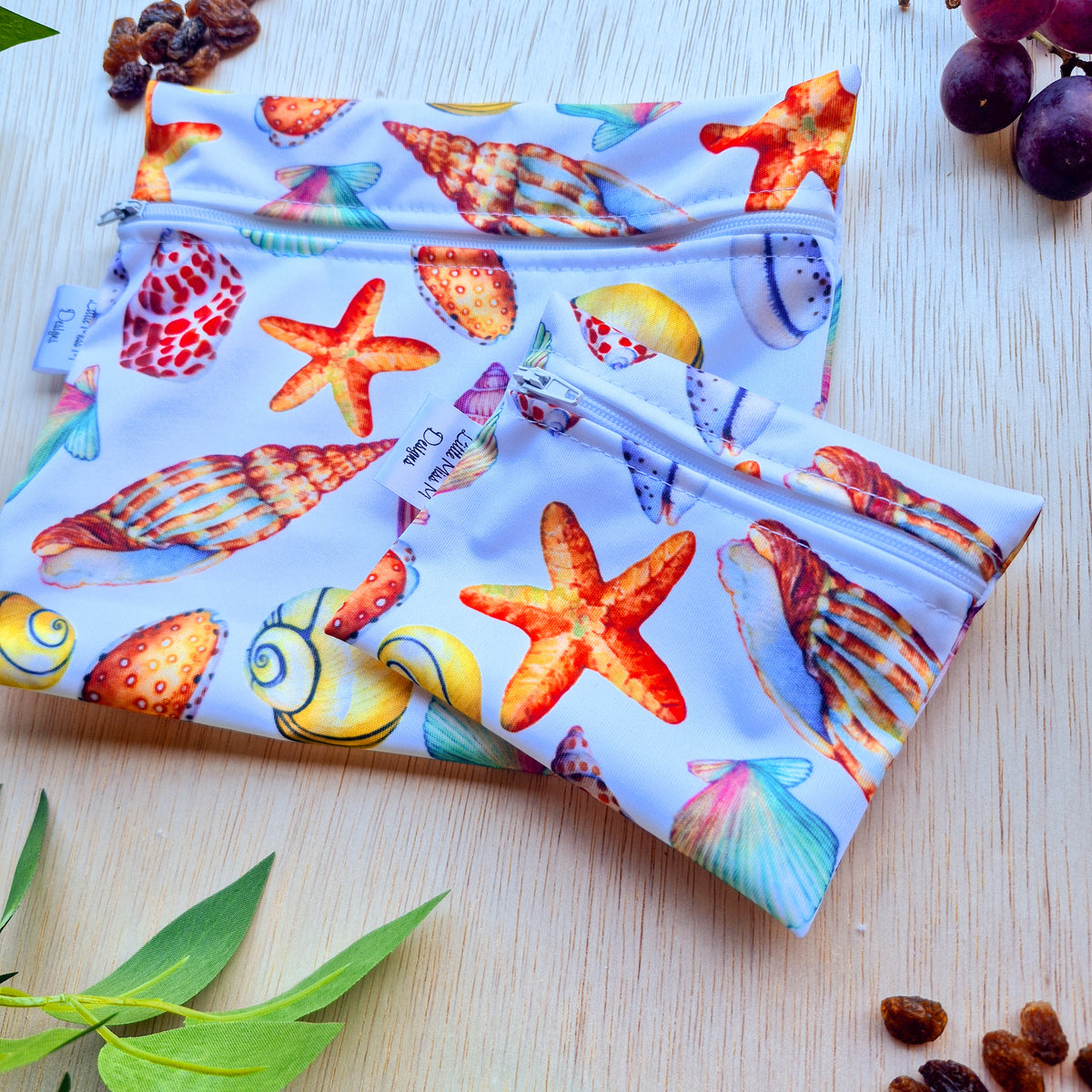 Sea Shells Snack Bags & Swim / Wet Bags NEW