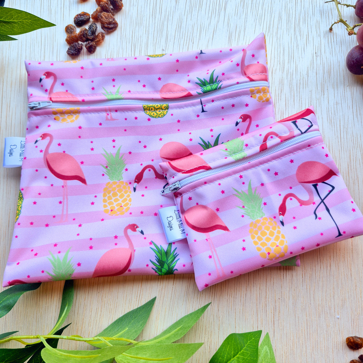 Flamingos tropcial Paradise Snack Bags & Swim / Wet Bags NEW