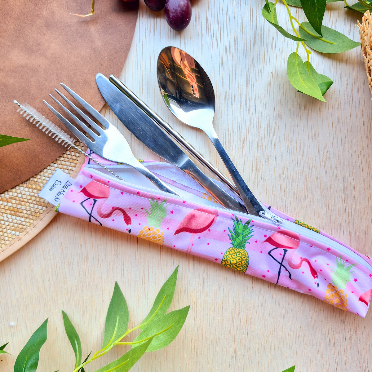 Flamingo's tropical Paradise Cutlery Pouch NEW