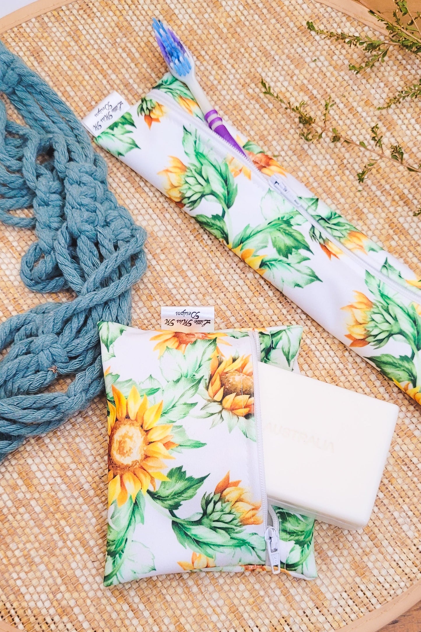 Sunflowers Travel Soap & Toothbrush Pouch