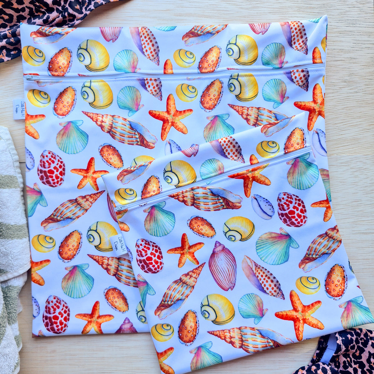 Sea Shells Snack Bags & Swim / Wet Bags NEW