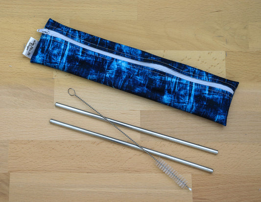 Denim Straw Pouch