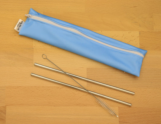 Blue Straw Pouch