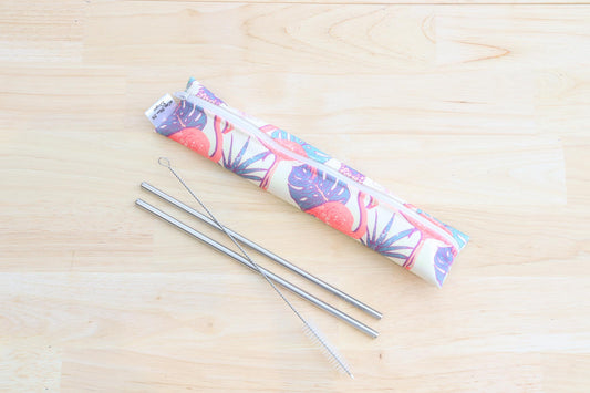 Flamingos Straw Pouch