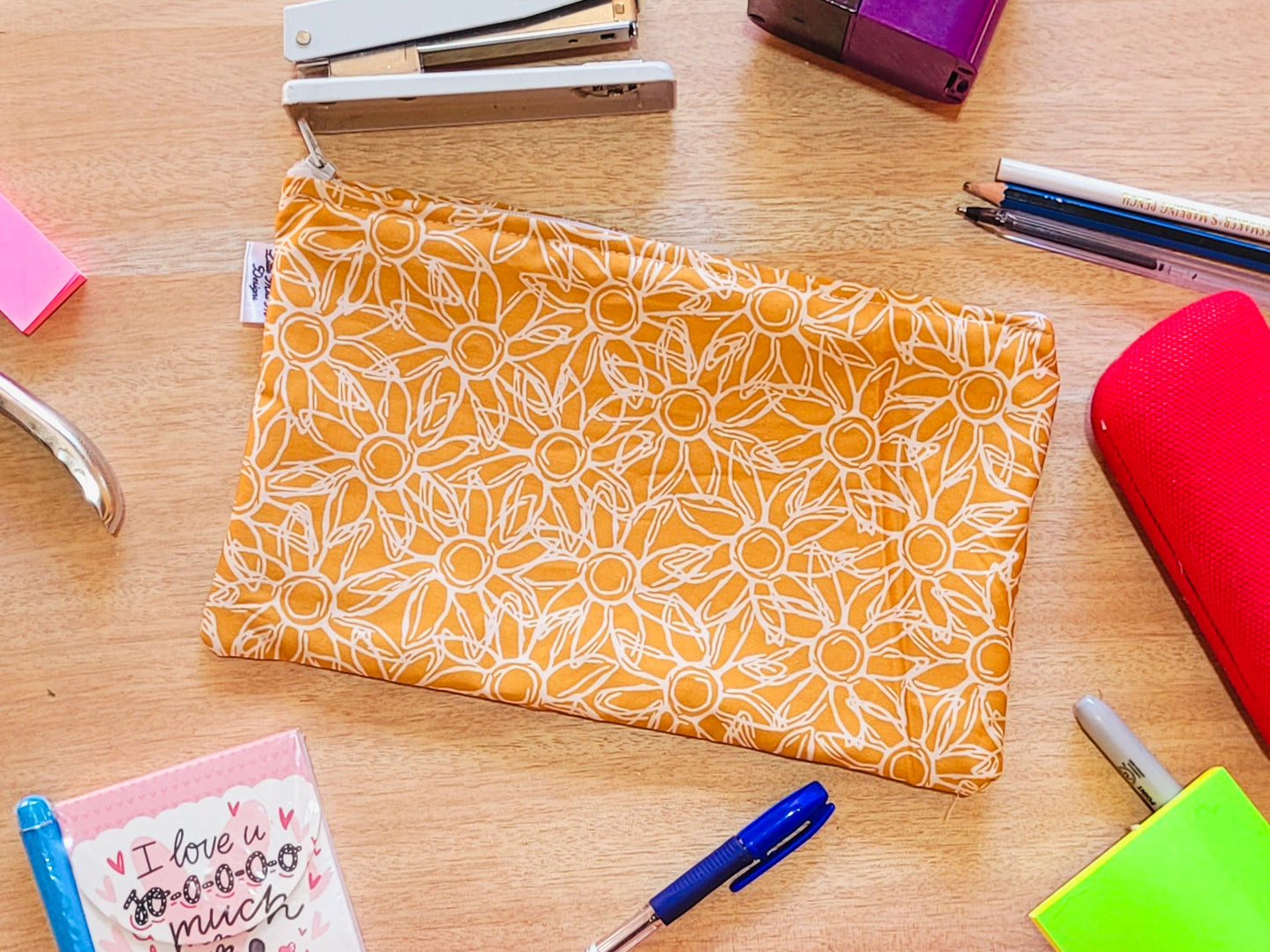 Mustard Sunflowers Pencil Case